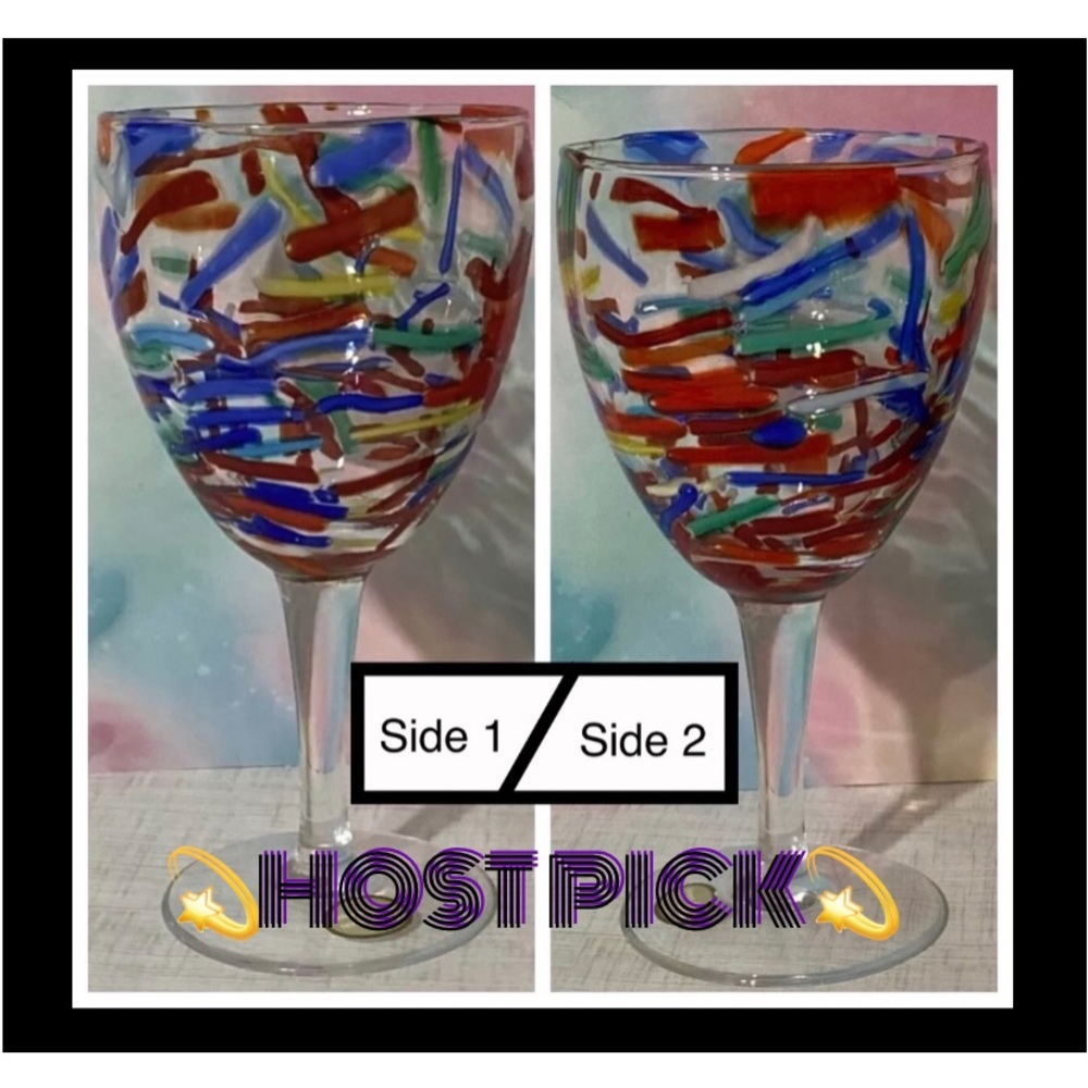 💫HOST PICK💫Verre Soufflé “Confetti” Blown Glass 16 Oz Wine Water Goblet NWOT